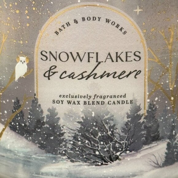 BBW Snowflakes & Cashmere Bath & Body Works 3 Wick Candle - Picture 3 of 10